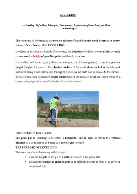 Levelling - LEVELLING