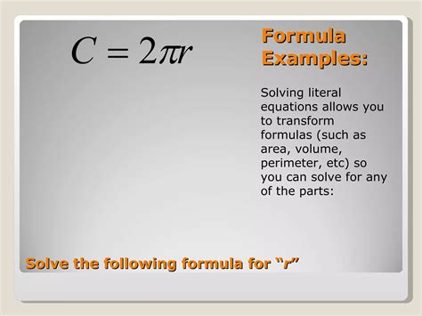 Solving Literal Equations | PPS