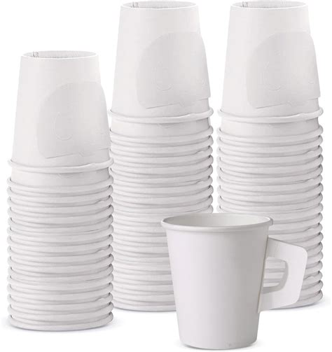 Amazon.com: Jippedea 8 Oz Coffee Cups with Handles,50 Pcs Disposable ...