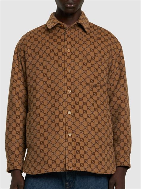GUCCI - Brushed Gg Wool Flannel Jacket Gucci