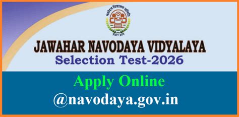 JNVST - 2026 Navodaya Vidyalaya Selection Test - Apply Online @Navodaya ...