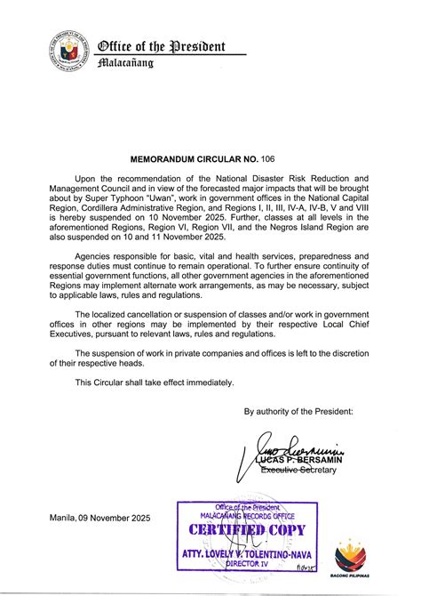 Memorandum Circular No. 106 s. 2025 – Presidential Communications Office