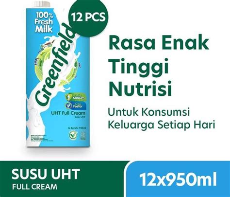 Jual GREENFIELDS SUSU UHT FULL CREAM 1 DUS 12 PCS - Tidak Tambah ...