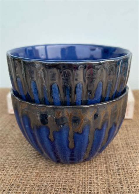 Get Cobalt Blue Lined Blue Bowls - Set of 2 at ₹ 650 | LBB Shop