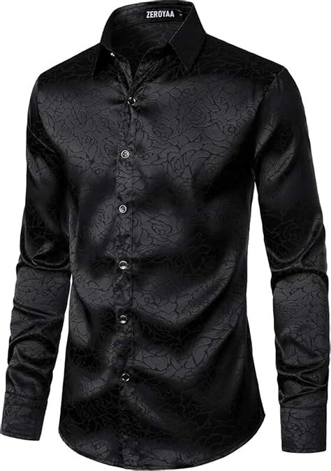 Amazon.in: Satin - Black Shirts: Clothing & Accessories