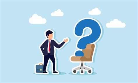 A businessman appears to be talking to a question mark sitting on a ...