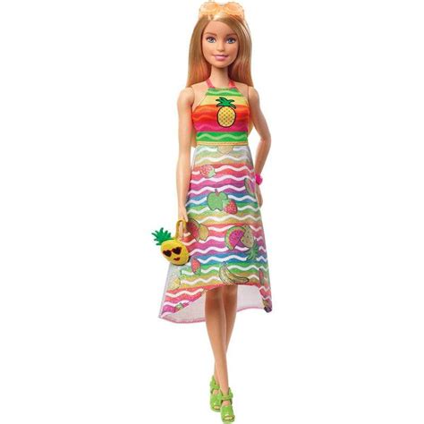 Buy Barbie Crayola Rainbow Fruit Surprise Doll & Fashions Playset ...
