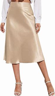 Image result for Zeagoo Skirts Summer Black High Waist Skirts For Women Midi Length Party Silk Skirt