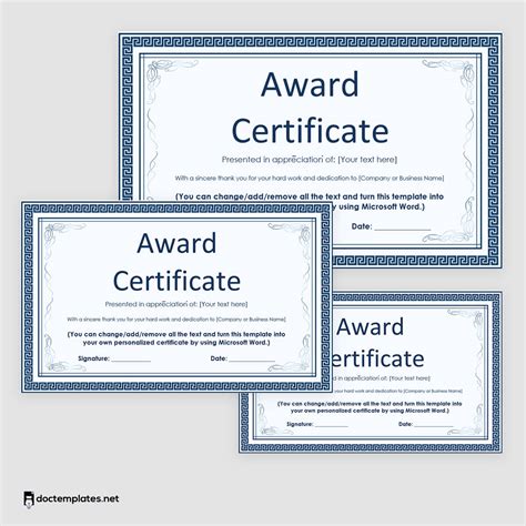 Award Certificate Template Microsoft Word