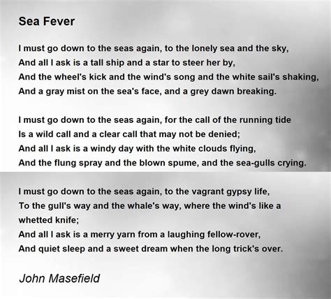 Sea Fever Poem by John Masefield - Poem Hunter