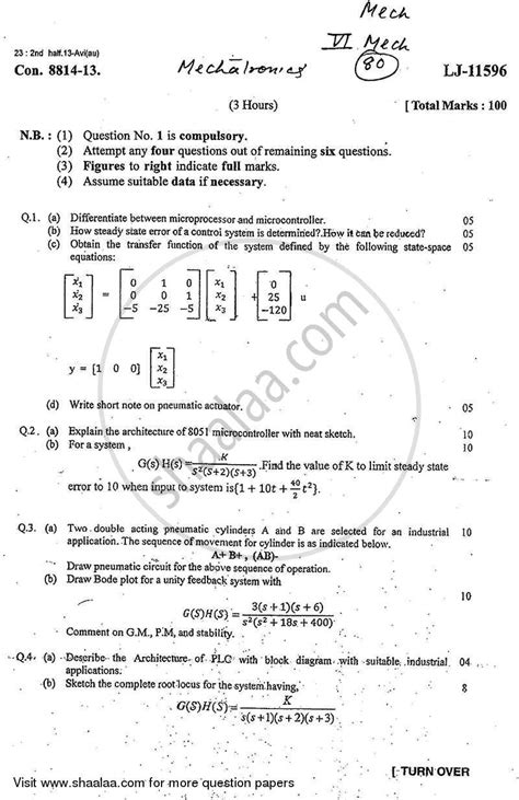 Mechatronics 2013-2014 BE Mechanical Engineering Semester 6 (TE Third ...