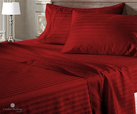 Burgundy Stripe Bed Sheets | Comfort Beddings