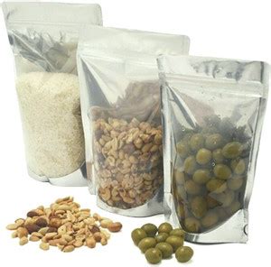 ZYGOMA 25 pcs Standup Pouches For Food Storage, 200Gm Capacity, silver ...