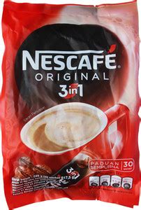 Nescafe 3 in 1 Original Soluble Coffee Beverage, 30 Sachets Instant ...