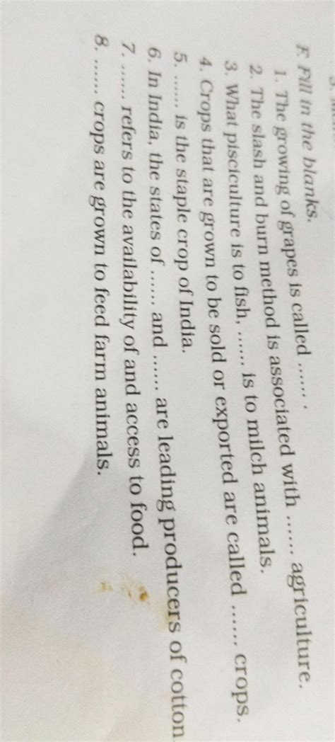 fill in the blanks (agriculture) - Brainly.in