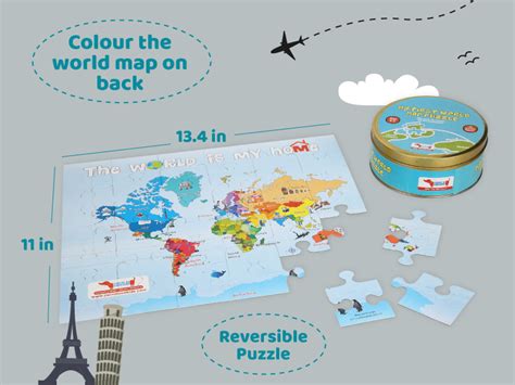 Buy CocoMoco Kids World Map Puzzle for 3 to 6 Year Old Boys and Girls ...