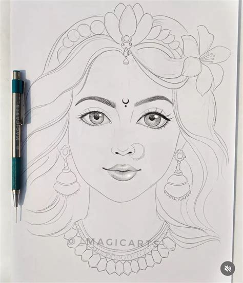 Radha Rani drawing Pencil Art | Cute drawings, Drawings, Outline drawings