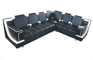 Hansa L Shape Sofa Set, 2+2+1+C (Black) : Amazon.in: Home & Kitchen