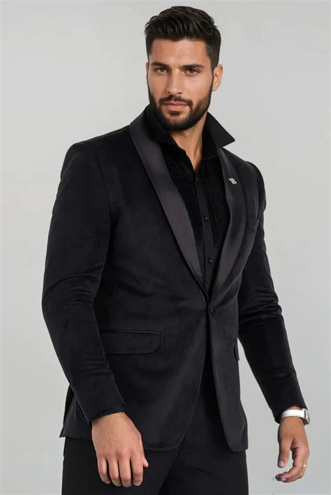 Black Suede Velvet Suit For Men – Party And Special Occasions – SAINLY ...