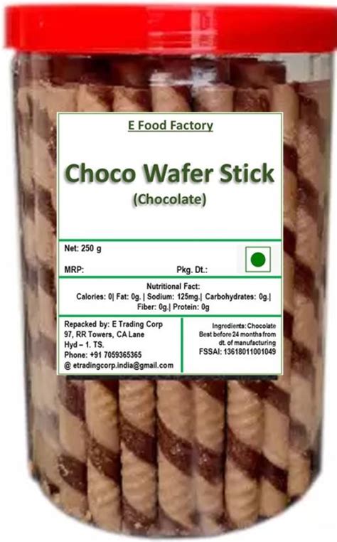 E Food Factory Choco Wafer Stick Chocolate 250 g Jar Wafer Rolls Price ...