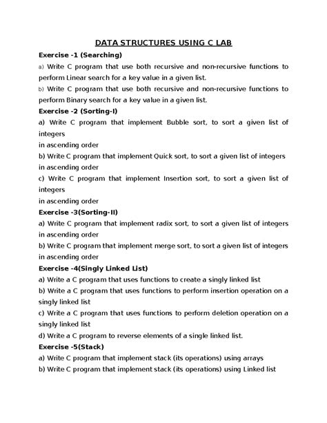 Data Structures R22 Lab Manual: C Programs for Searching & Sorting ...