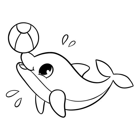 Premium Vector | Dolphin with ball coloring book for kids coloring page ...