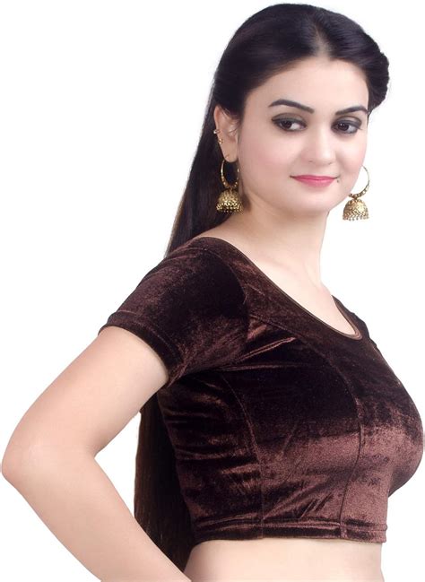Chandrakala Women's Readymade Velvet Blouse Crop Top India | Ubuy