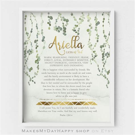 Ariella Name Meaning,personalized Gift,biblical Meaning,psalm 139 ...