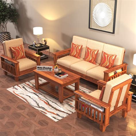 SIGNATURE KRAFT Sheesham Wood 5 Seater Sofa Set with Cushion | 5 Seater ...