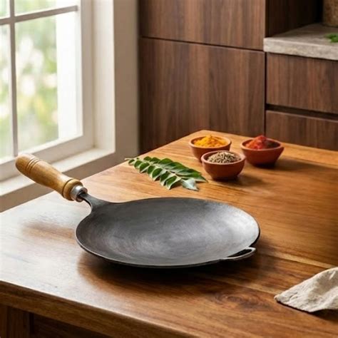 Iron Appam Pan 8 Inch with Wooden Handle | Nakshathra