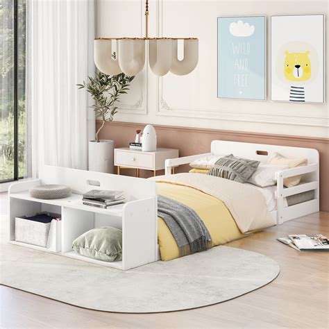 Latitude Run® Twin Size Floor Bed with Storage Footboard | Wayfair