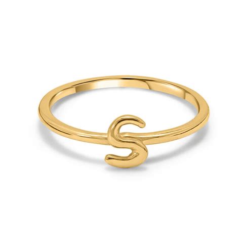 Letter S 14KT Yellow Gold Initial Ring