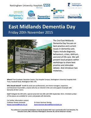 Fillable Online East Midlands Dementia Day - Nottingham University ...
