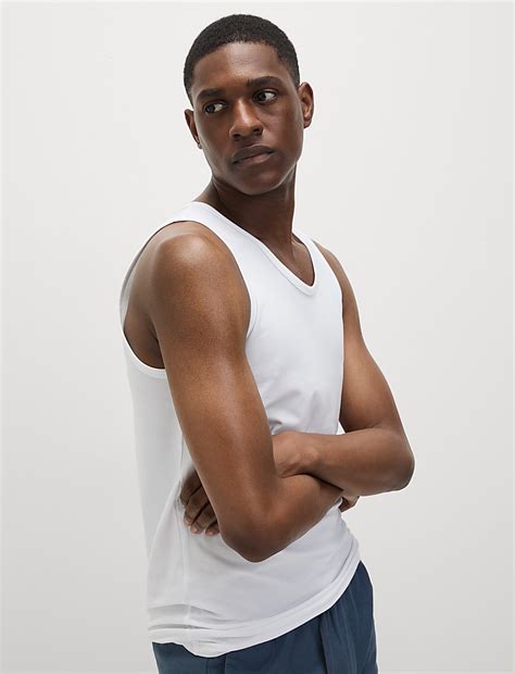 Buy 3pk Cotton Rich Cool & Fresh™ Vests at Marks & Spencer