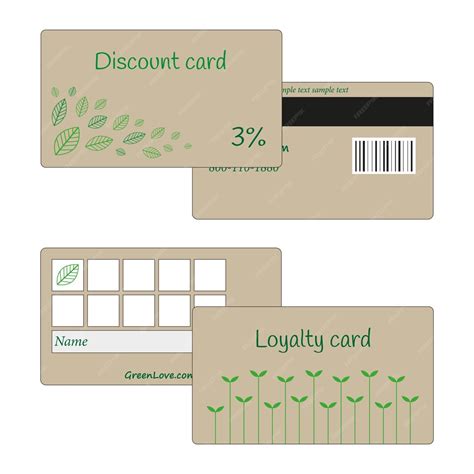 Discount and loyalty cards with leaves sprouts | Premium Vector
