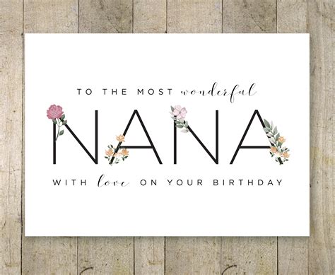 Happy Birthday Nana Printable Card, Birthday Card for Nana Greeting ...