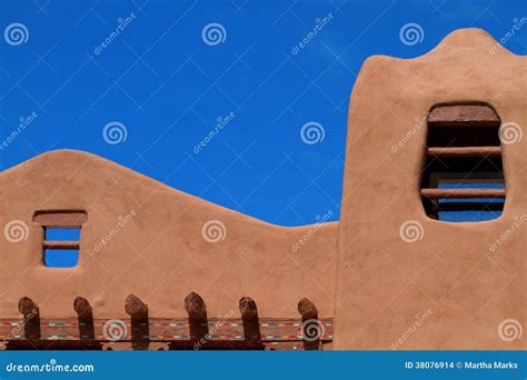 Pueblo-revival Style Building Stock Photo - Image of painted, downtown ...