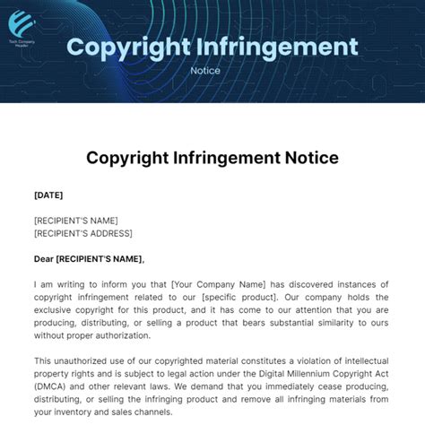 Copyright Infringement Notice Template - Edit Online & Download Example | Template.net