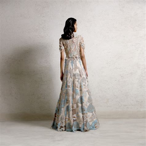 3D embellished floor length flared jacket – Abhishek Sharma