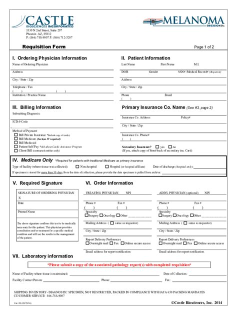 Fillable Online Requisition Form - Castle Biosciences, Inc. Fax Email ...