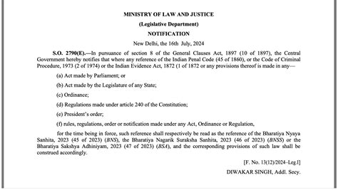 Centre Replaces IPC, CrPC & Evidence Act References with BNS, BNSS & BSA