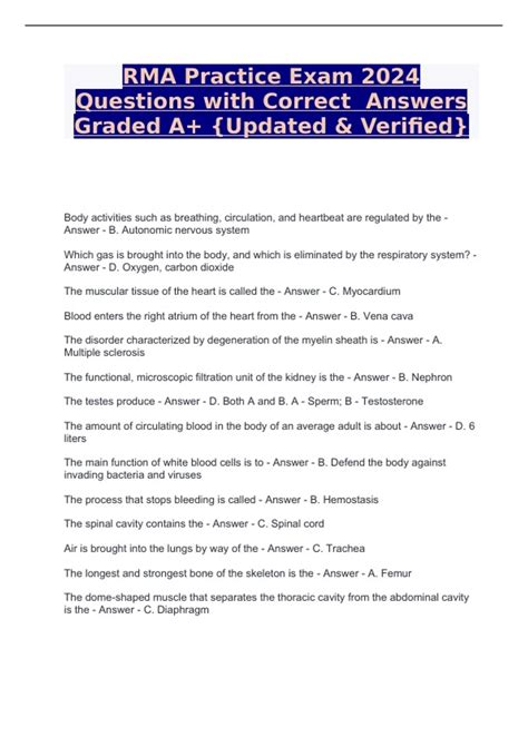 RMA Practice Exam 2024 Questions with Correct Answers Graded A+ ...