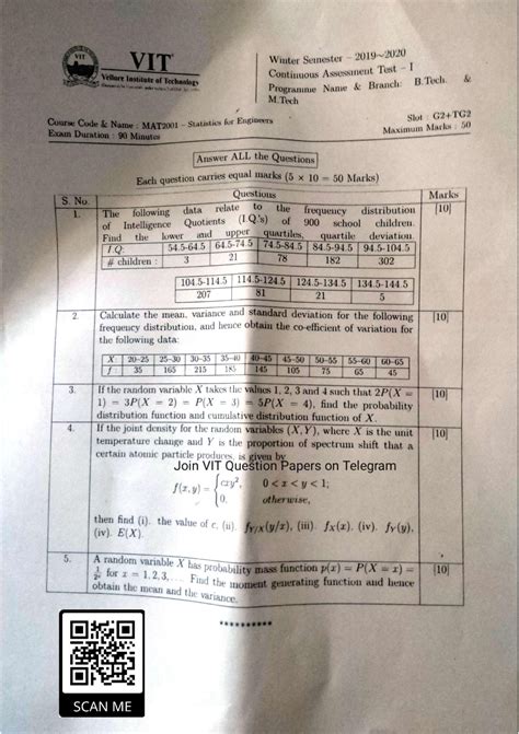 MAT2001 Winter Semester CAT I - Practice Sheet for Statistics - Studocu