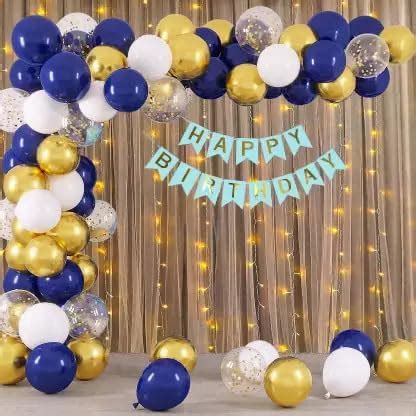 PARTY MIDLINKERZ Boys 1st Happy Birthday items 53 Pcs With Net Curtain ...