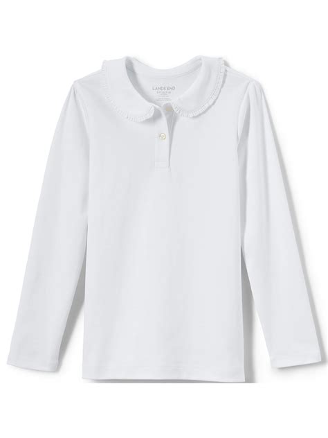 Lands' End Girls Long Sleeve Ruffled Peter Pan Collar Knit Shirt ...