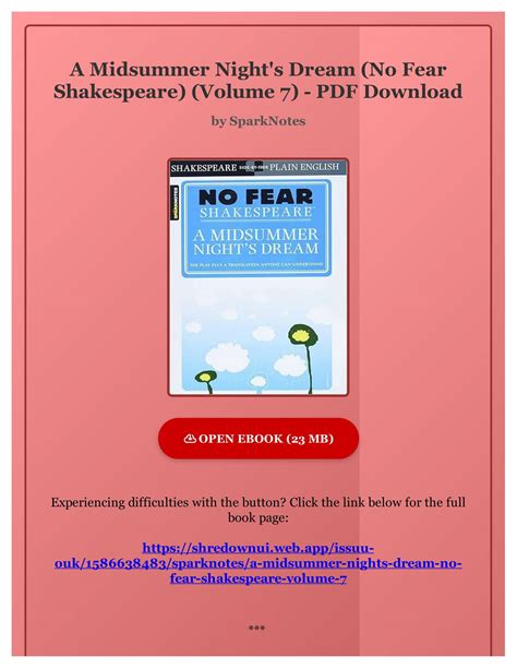 PDF A Midsummer Night's Dream (No Fear Shakespeare) (Volume 7) by ...
