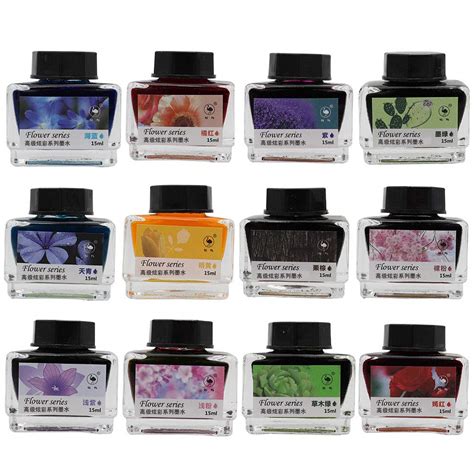 ZZKOKO Calligraphy Ink Bottle, 12 Colors Dip Calligraphy Pen Inks Set ...