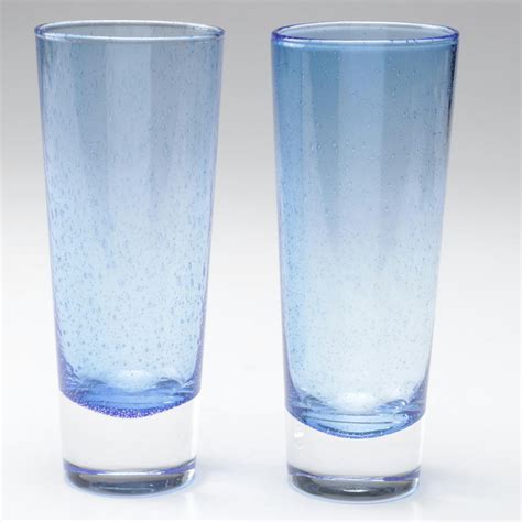 Blue Blown Bubble Glass Tumblers | EBTH