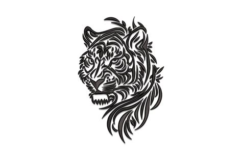 Tiger Silhouette Embroidery Design - Silhouette Monogram Designs