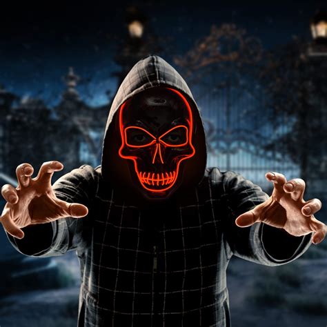 Mummed Light Up LED Halloween Purge Mask with 3 Scary Light India | Ubuy
